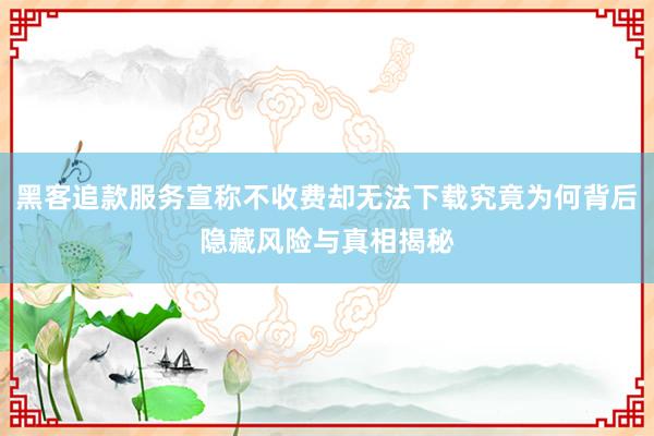 黑客追款服务宣称不收费却无法下载究竟为何背后隐藏风险与真相揭秘
