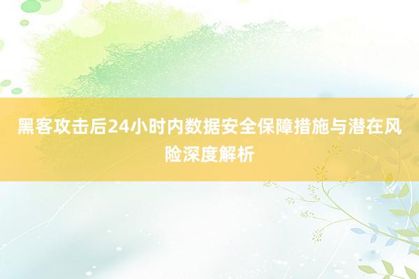 黑客攻击后24小时内数据安全保障措施与潜在风险深度解析