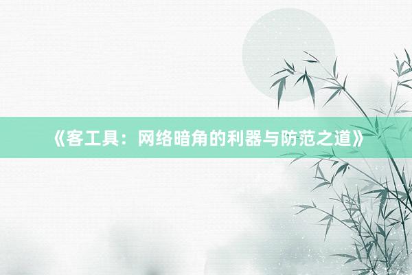 《客工具：网络暗角的利器与防范之道》